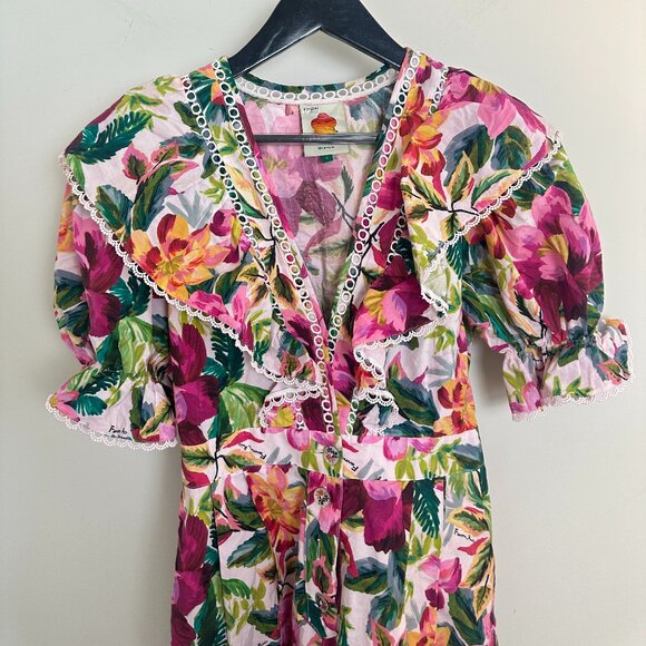 FARM RIO Painted Flowers Romper in Multi Size Small - Picture 5 of 12